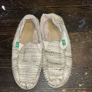 Sanuk Women's Woven Flats in Cream and Green